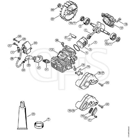 Genuine Stihl MS193 T / A – Cylinder with piston, Ignition system