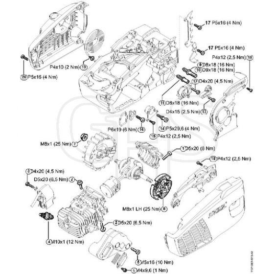 Genuine Stihl MS193 T / O – Tightening torques