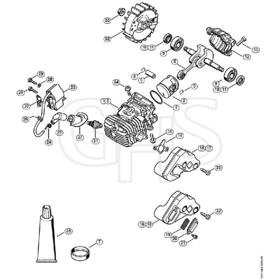 Genuine Stihl MS193 TC-E / A – Cylinder with piston, Ignition system