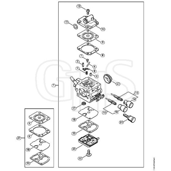 Genuine Stihl MS194 T / K - Carburetor 1137/21