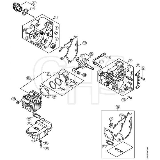 Genuine Stihl MS200 / A – Crankcase