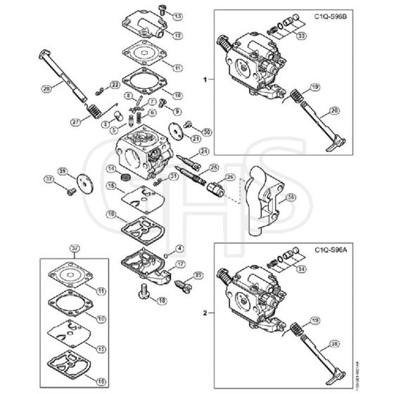 Genuine Stihl MS200 / K - Carburetor C1Q-S96 (41.2006), (19.2008) | GHS