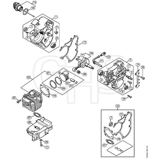 Genuine Stihl MS200 T / A - Crankcase, Cylinder