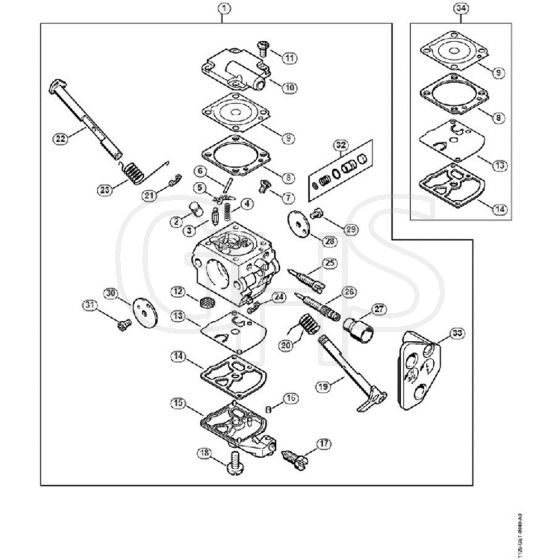 Genuine Stihl MS200 T / J - Carburetor C1Q-S126