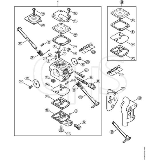 Genuine Stihl MS200 T / L - Carburetor C1Q-S61 (32.2005), (41.2006), (19.2008)