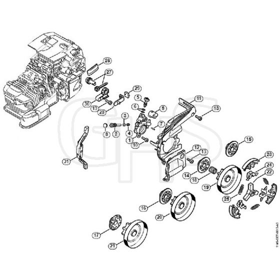 Genuine Stihl MS201 C-EM / B - Oil pump, Clutch