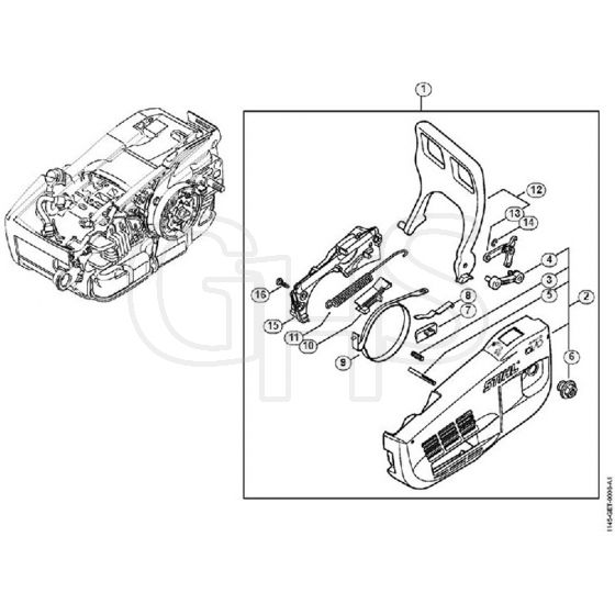 Genuine Stihl MS201 C-EM / D - Chain sprocket cover, Hand guard