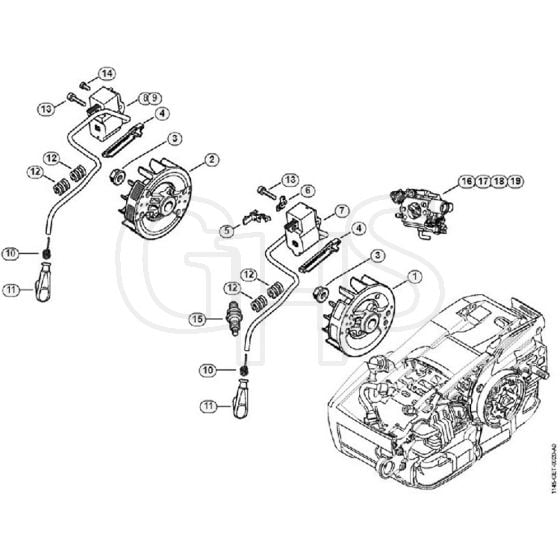 Genuine Stihl MS201 C-EM / E - Ignition system