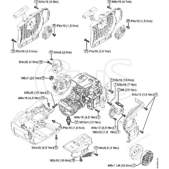 Genuine Stihl MS201 C-EM / U - Tightening torques