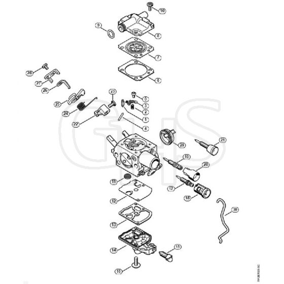 Genuine Stihl MS201 T / M - Carburetor C1Q-S280, C1Q-S283