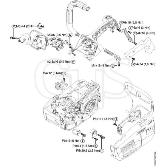 Genuine Stihl MS201 T / V - Tightening torques