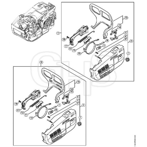 Genuine Stihl MS201 TC-E / D - Chain sprocket cover, Hand guard