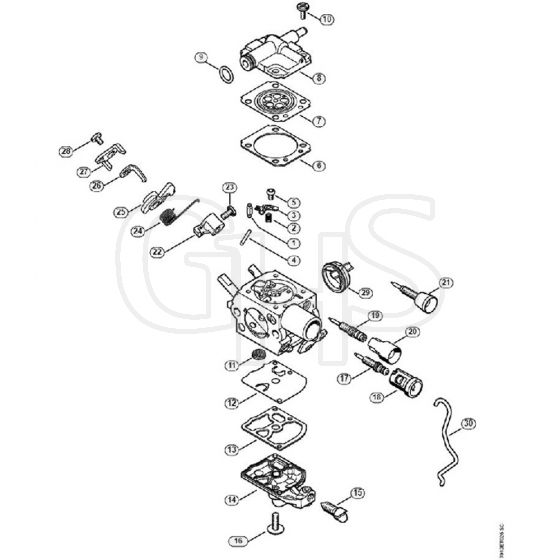 Genuine Stihl MS201 TC-E / N - Carburetor C1Q-S281, C1Q-S284