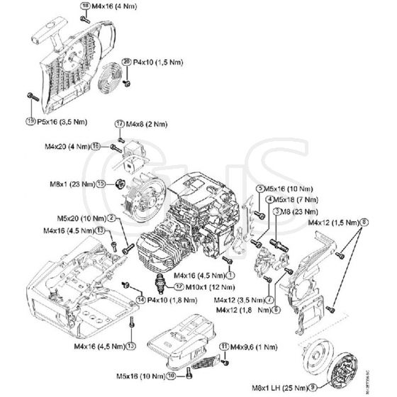 Genuine Stihl MS201 TC-E / U - Tightening torques