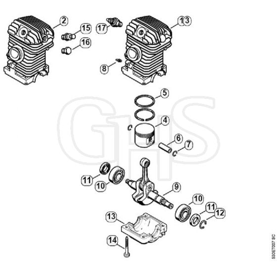 Genuine Stihl MS210 / A - Engine