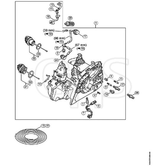 Genuine Stihl MS211 C-BE / B - Engine Housing