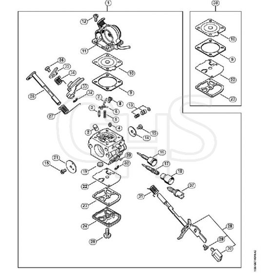 Genuine Stihl MS211 C-BE / S - Carburetor C1Q-S120