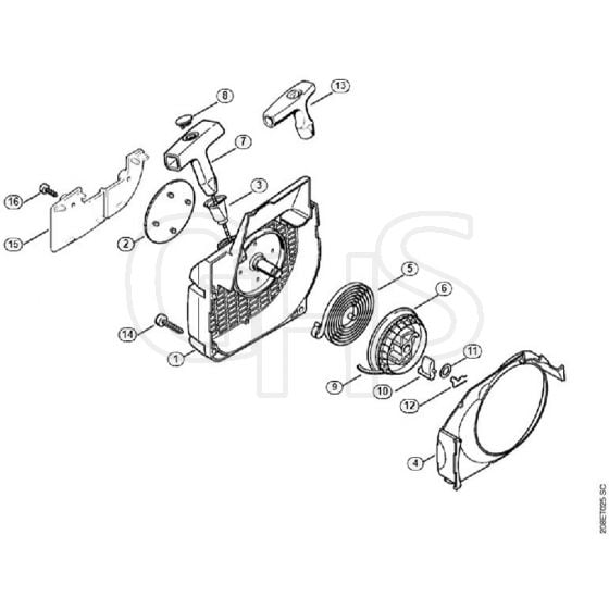 Genuine Stihl MS230 / J - Fan housing with rewind starter