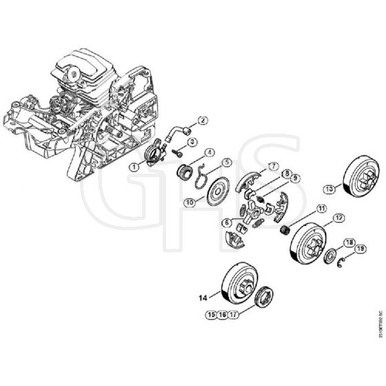 Genuine Stihl MS231 C-BE / D - Oil Pump, Clutch