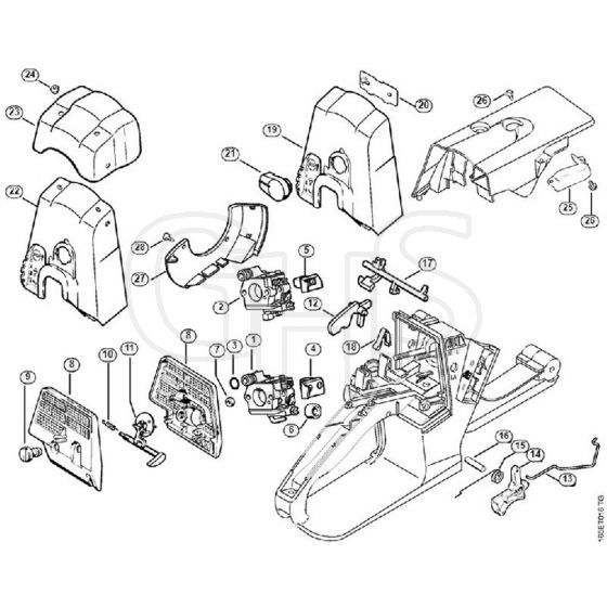 Genuine Stihl MS240 / K - Air filter, Throttle control