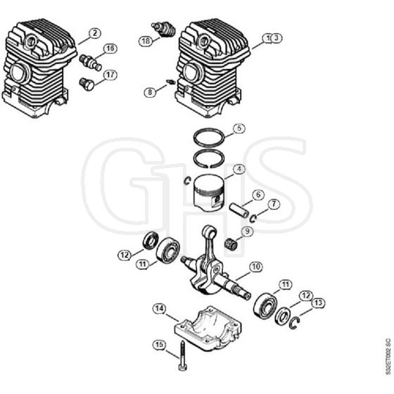 Genuine Stihl MS250 C-BE / A - Engine