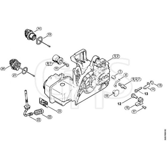 Genuine Stihl MS250 C-BE / B - Motor housing