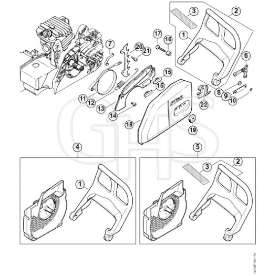 Genuine Stihl MS250 C-BE / F - Hand guard, Chain brake