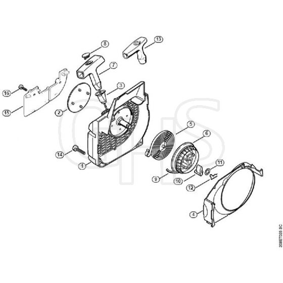 Genuine Stihl MS250 C-BE / J - Fan housing with rewind starter