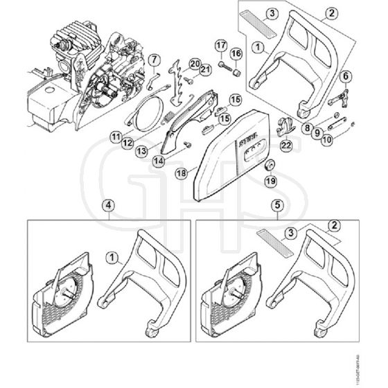 Genuine Stihl MS250 / F - Hand guard, Chain brake