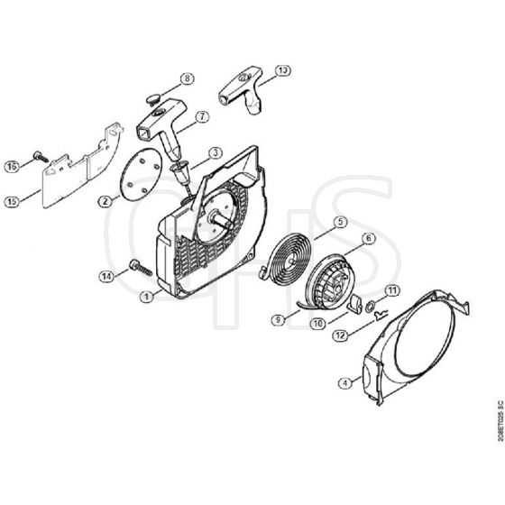 Genuine Stihl MS250 / J - Fan housing with rewind starter