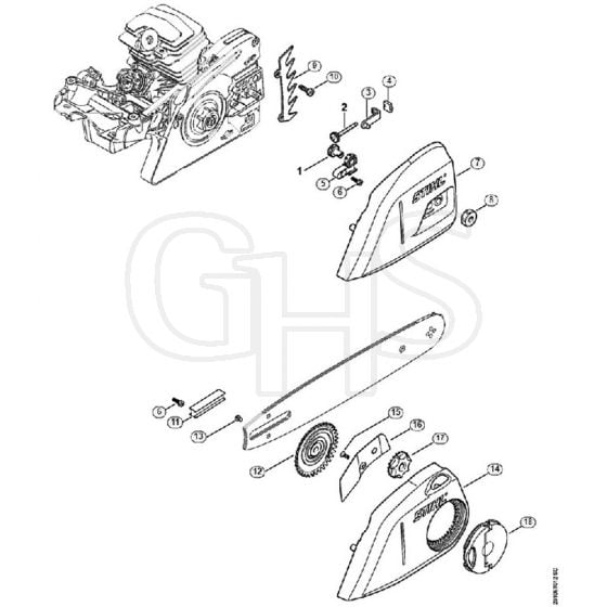 Genuine Stihl MS251 C-BE / F - Chain Tensioner, Chain Sprocket Cover