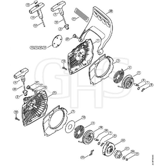 Genuine Stihl MS251 / H - Rewind Starter, Hand Guard