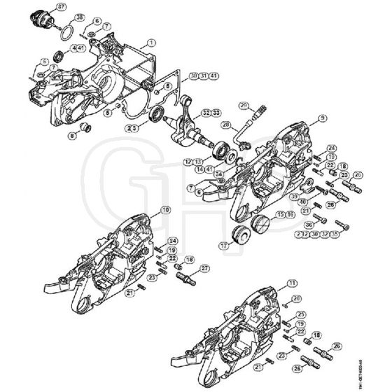 Genuine Stihl MS261 C-BE / A - Crankcase