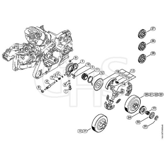 Genuine Stihl MS261 C-BE / C - Oil pump, Clutch