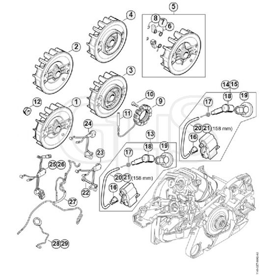 Genuine Stihl MS261 C-BE / F - Ignition system, Wiring harness