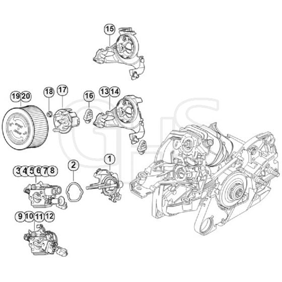 Genuine Stihl MS261 C-BE / L - Carburetor bracket, Air filter