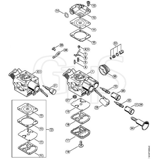 Genuine Stihl MS261 C-BE / N - Carburetor C1Q-S253, C1Q-S212, C1Q-S179