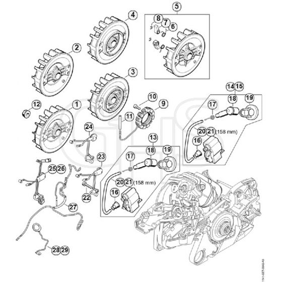 Genuine Stihl MS261 / F - Ignition system, Wiring harness