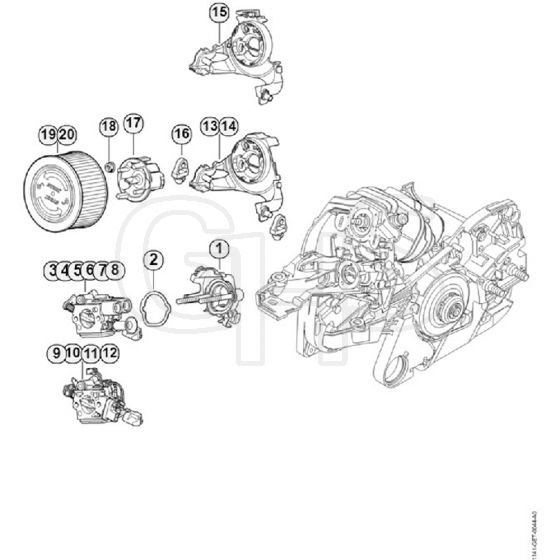 Genuine Stihl MS261 / L - Carburetor bracket, Air filter