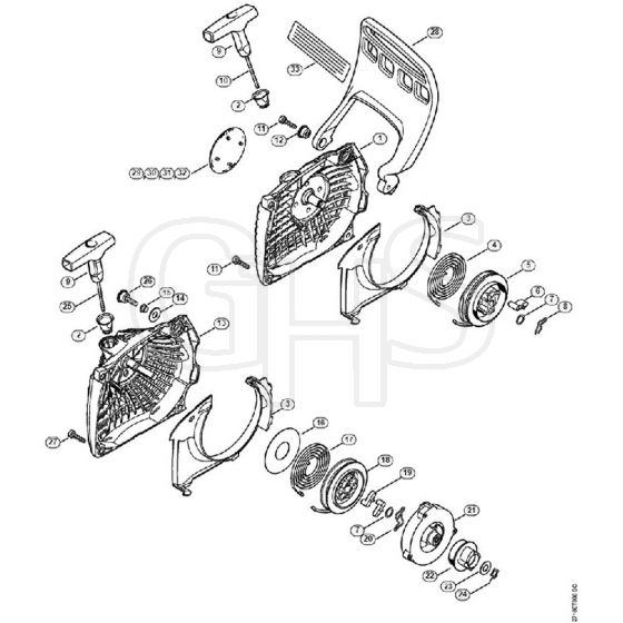 Genuine Stihl MS271 C-BE / H - Rewind starter, Hand guard