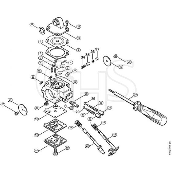 Genuine Stihl MS280 C-B / Q - Carburetor HD-32 (49.2006)