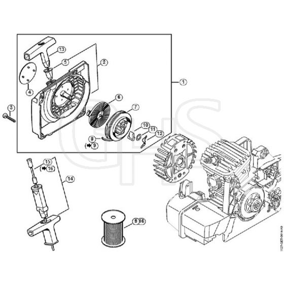 Genuine Stihl MS290 / F - Fan housing with rewind starter