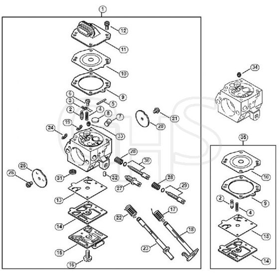 Genuine Stihl MS290 / J - Carburetor HD-19