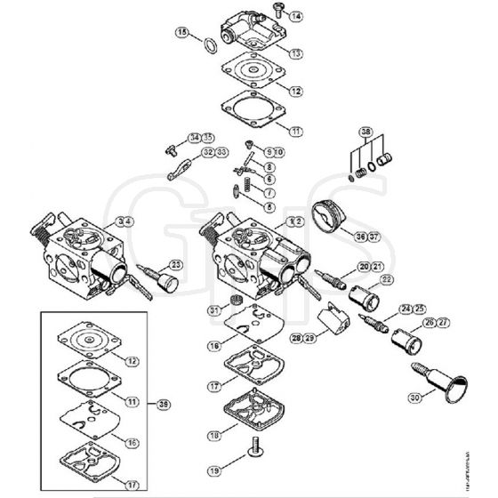 Genuine Stihl MS291 C-BE / N - Carburetor C1Q-S247, C1Q-S253, C1Q-S212, C1Q-S179