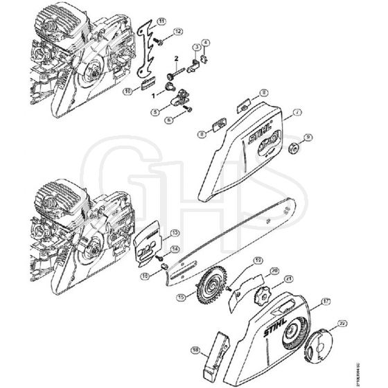 Genuine Stihl MS291 / F - Chain Tensioner, Chain Sprocket Cover