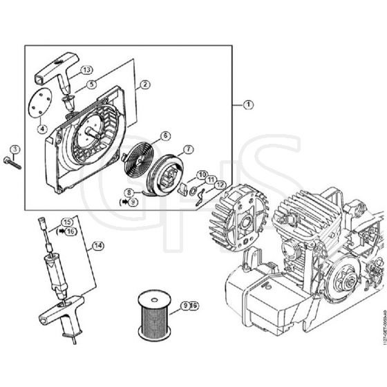 Genuine Stihl MS310 / F - Fan housing with rewind starter