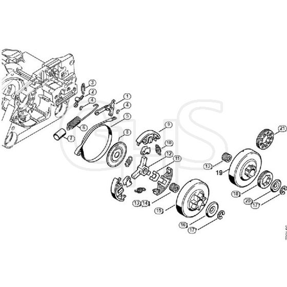 Genuine Stihl MS340 / D - Chain brake, Clutch