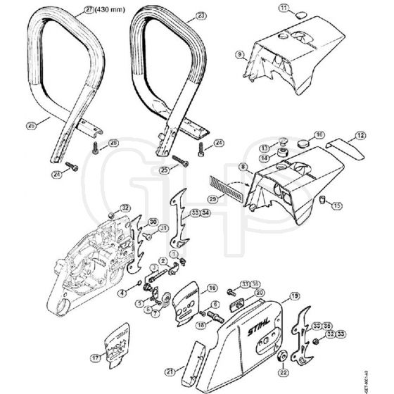 Genuine Stihl MS360 C / N - Chain tensioner, Shroud