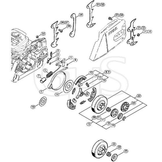 Genuine Stihl MS360 / E - Chain brake, Clutch