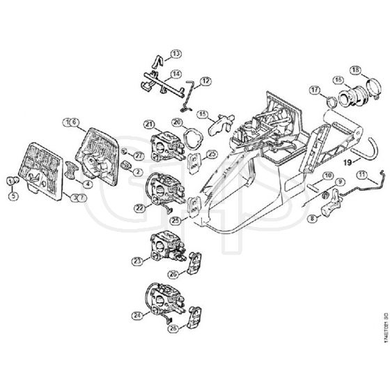 Genuine Stihl MS360 / J - Air filter, Throttle control